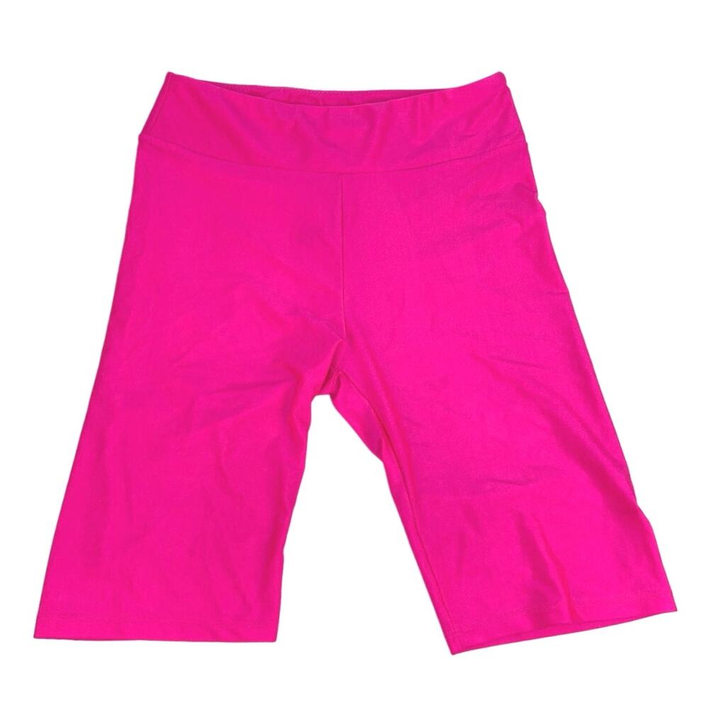 Roma Concept Neon Pink Pull On Elastic Yoga Athletic Legging Biker Shorts Size S